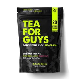 Tea For Guys: Energy Tea – Natural Caffeine Boost for Stamina, Focus, and Endurance | Herbal Tea for Sustained Energy & Mens Vitality – 20 Biodegradable Tea Bags