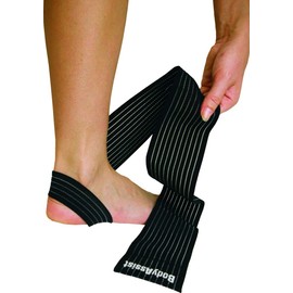 Bodyassist Elastic Ankle Wrap, Supportive Loop Anchor Design, Black and Beige (Black)