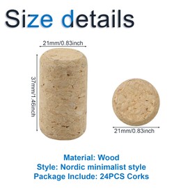 INCREWAY Wine Corks, 24 Pcs Straight Corks, Natural Wine Corks Premium Wine Stoppers for Bottling of Wines (21 x 37 mm)