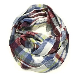 Wrapables® Plaid Print Winter Infinity Scarf, Gray and Wine