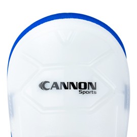 Cannon Sports White & Blue Soccer Shin Guards - with Hard Shell and Foam Padding - for Adults, Men and Women