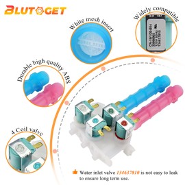 134637810 Water Inlet Valve OEM by Blutoget (5 YEAR WARRANTY) - Compatible with Frigi-daire Ken-more Electrolux Crosley Washing Machine - Replaces 134637800,7134637810,AP4368791,PS2349248, 1482877