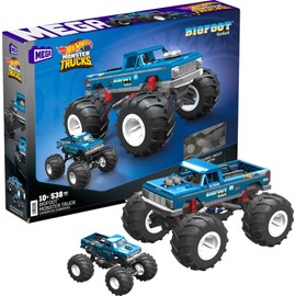 MEGA Hot Wheels Collectible Monster Truck Building Toy for Adults 1:18 Scale Bigfoot with Deluxe Features, for Fans and Collectors, HHD20