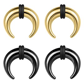 BodyAce 2Pairs Buffalo Ear Taper Kit, 2-12G Septum Pincher Tapers C Shape Nose Jewellery, Black Stretching Ear Piercing Expanded Septum Ring with O-Rings [12G(2mm)]