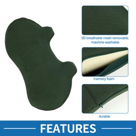A ABSOPRO Car Seat Lumbar Massage Lumbar Cushion Memory Foam Support Ergonomic Design 29x50x10cm Suede Green 1 Pc