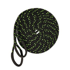 SGT KNOTS Vehicle Recovery Rope - Heavy Duty, Double Braided Nylon with Spliced Eye Loops for Emergency Towing Strap (3/8" x 20ft, Black w GreenFleck)