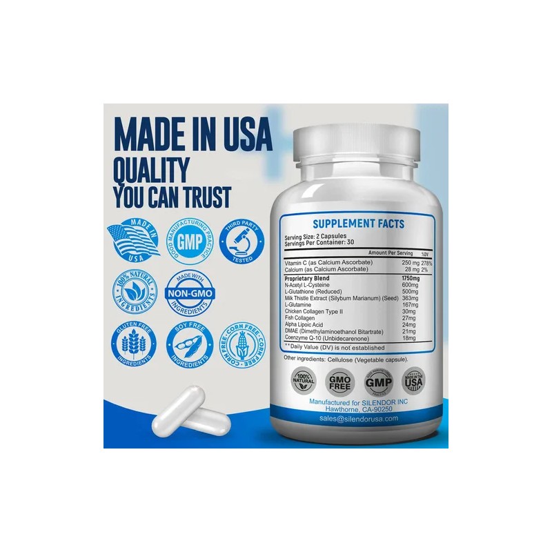 Suplemento Silendor Nac 600mg Con Glutatión 500mg 60c