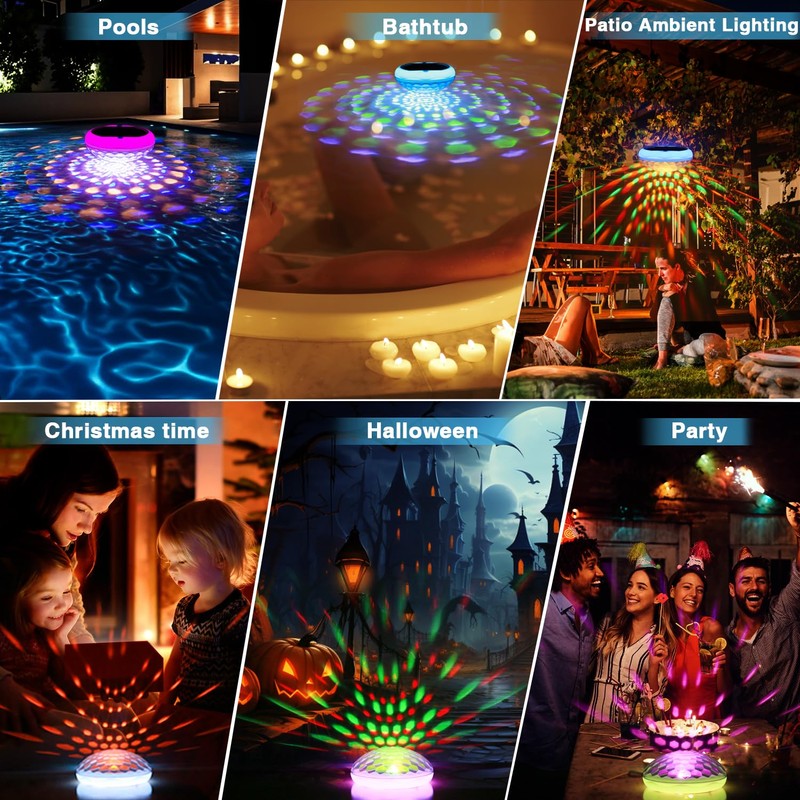 Solar Floating Pool Lights, USB Rechargeable Pool Lights with Remote,
