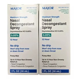 Major Nasal Decongestant PUMP SPRAY Oxymetazoline 12hr MAJOR 30ml ( 2 pack )