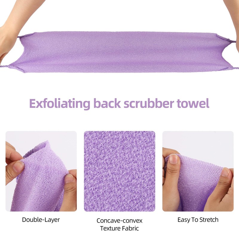 2 esponjas exfoliantes con asas, para ducha, nailon, exfoliante, para