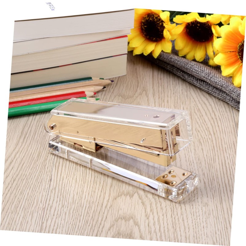Operitacx Elegant Gold Desk Stapler Acrylic Office Stapler School Desk