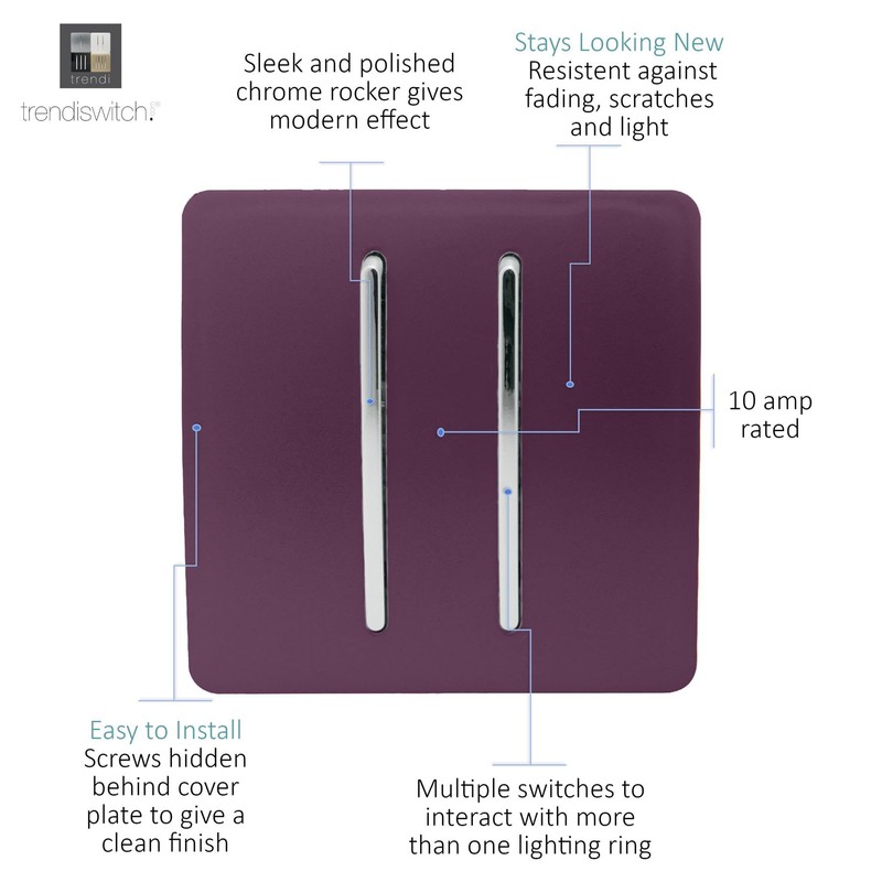 Trendi 2 Gang 2 Way Artistic Modern Glossy 10 Amp