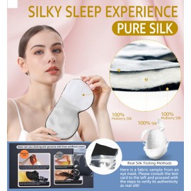 HGBOO Luxury Pure Silk Sleep Mask | 100% Natural Mulberry Silk | Double-Sided Softness | Adjustable Strap & Full Light Blocking | Perfect for Travel, Office Naps & Nighttime Sleep (Gray)