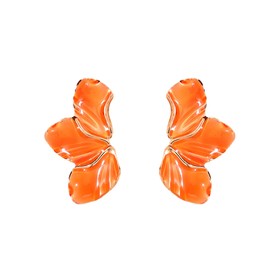 Solighter Irregular Petal Stud Earrings for Women Stainless Steel Enamel Statement Flower Leaf Earrings Party Jewelry (Orange)