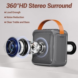 Ankuka Kids Karaoke Machine Toy for Girls, Mini Karaoke Machine With 2 Wireless Microphones for Kids Toddler Portable Bluetooth Speaker Birthday Gift for Girls Age 3 4 5 6 7 8 9 10 Toddler Adult(Gray)