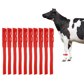 Pack of 10 Cattle Identification Bands - High Quality Safe Plastic - Durable - Recyclable - Lightweight - Available in 4 Colours - Practical Animal Marking Rings for Farm Animals