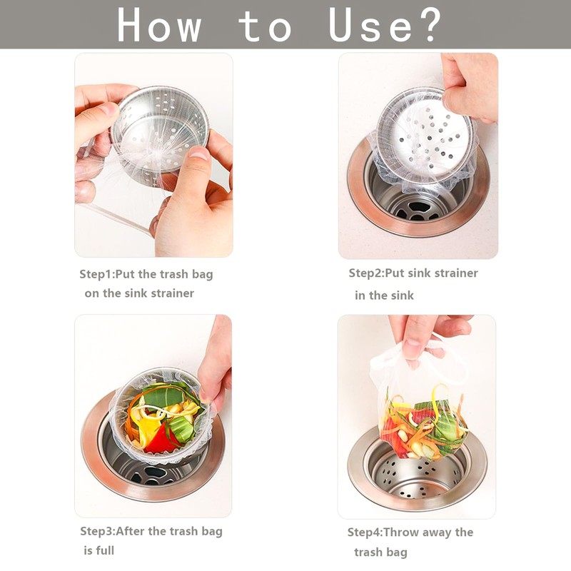 Vlwltl 200 PCS Disposable Kitchen Sink Drain Strainer Mesh Bag