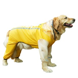 BT Bear Dog Raincoat with Legs,Breathable Four-legs Large Dog Raincoats Waterproof with Reflective Strips & Hood Jumpsuit for Large Dogs,6XL