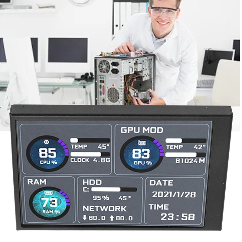 3.5inch IPS Secondary Screen USB C Computer Temperature Display Sub