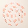 24Pcs French Tip Press on Nails Square Medium Flower Fake