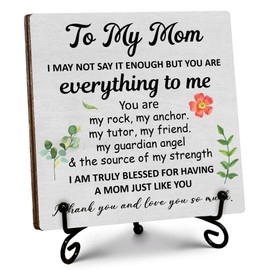 Thank You Gifts for Women Mom, Mother's Day Thanksgiving Gifts, Birthday Christmas Gift for Moms Mama, To My Mom Wooden Sign with Stand for Family Kitchen Bedroom Decor, 5" x 5"-A12