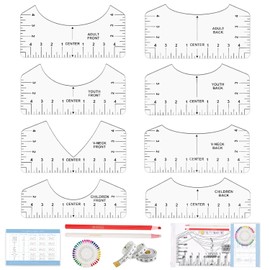 12Pcs Tshirt Ruler Guide for Vinyl Alignment, T Shirt Rulers to Center Designs Pocket Logo, Fit for Heat Press, Alignment, Children Youth Adult, Front and Back Measurement