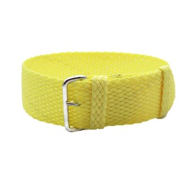 HNS 20mm Light Yellow Perlon Braided Woven Watch Strap with Silver Buckle