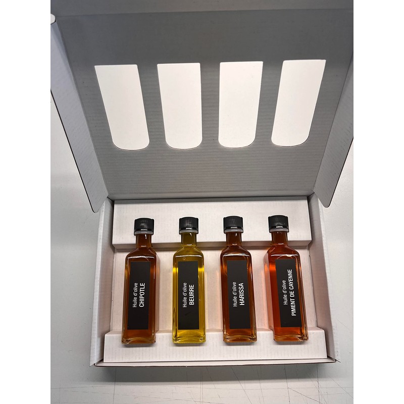 Discovery or gift box, Pizzaïolo olive oils, 4x 60ml, Olives