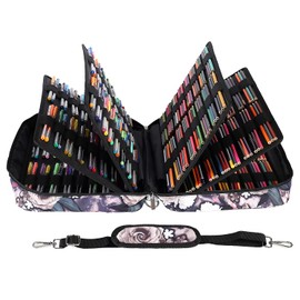 Shulaner Pencil Case Slot Holds 480 to 488 Colored Pencils or 320 to 328 Color Gel Pens with Zipper Closure Large Capacity Nylon Pen Organizer Bag with Shoulder Strap for Painter or Artist Gray Rose