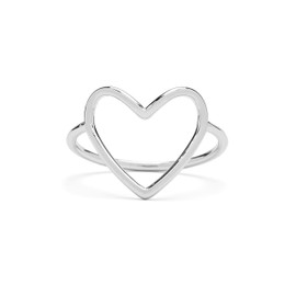 Pura Vida Silver-Plated Statement Big Heart Stackable Ring - Brass Band, Stylish Design - Size 7