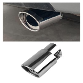 Stainless Steel Car Exhaust Tip, 2.5" Inlet 3.3" Outlet Adjustable Chrome-Plated Finish Exhaust Tailpipe, Car Exhaust Pipe Modification Tail Throat Tail Pipe, Fit for Most Cars (Straight, Silver)