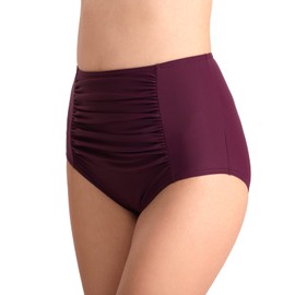 Mingnos Women's High Waisted Bikini Bottom Beach Ruched Swimwear Shorts (Purple, M)