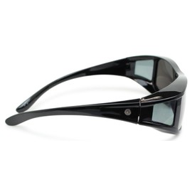 EDWIN EDF-061-1 Over Glasses Sunglasses, Polarized Men's, Plastic Frame, Black
