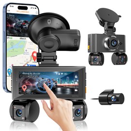 4K Quad Dash Cam - Built-in GPS & WiFi - 4x1080P HD Night Vision, 128GB Card, Auto Reverse Parking Monitor, G-Sensor, Motion Detection