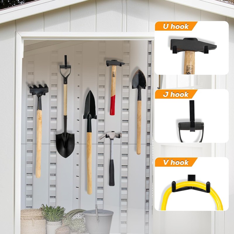 FIMXSD 9 pcs Storage Shed Hooks J U V-Shape Hangers