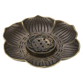 sourcing map 2pcs Flower Incense Holder, Incense Burner Holder, Plum 9 Holes, Gourd-Shape Ash Catcher for Yoga Room Living Room Bedroom Home Decor Bronze