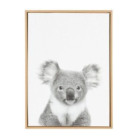 Kate and Laurel Sylvie Koala Framed Canvas by Simon Te Tai, 23x33, Natural