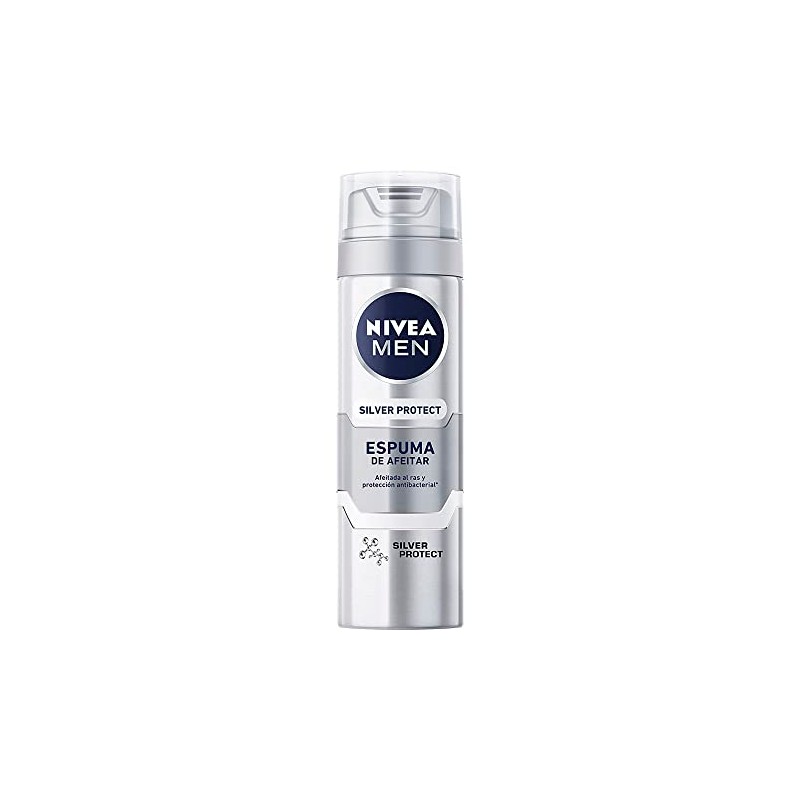 NIVEA MEN Espuma para Afeitar Silver Protect (200 ml) Antibacterial