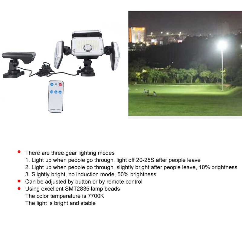 4 Head Solar Sensor Light 7700K 8W IP65 3 Gear