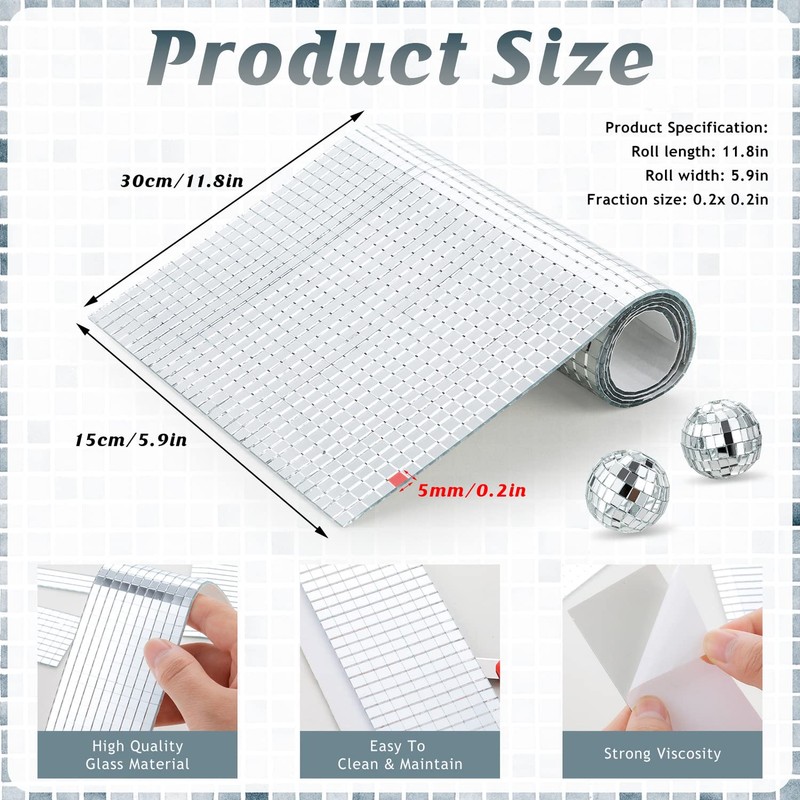 5400pcs Mirror Mosaic Tiles, 5 x 5mm Self-Adhesive Disco Tiles,