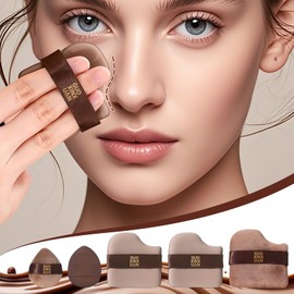 2 Box Guoxiaoniu Chocolate Color Quick Makeup Foundation Puff Set，Sponge Air Cushion Powder Puff，Mini Powder Puff Collection (1 Box of 6 PCs)