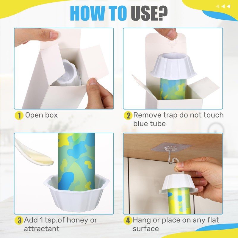 Qualirey 4 Pcs Sticky Fly Trap Fly Stick with Hanging