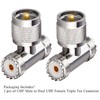 UHF Triple Tee Connector UHF Male to Dual UHF Female