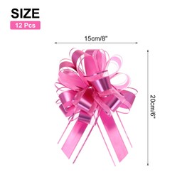 uxcell 12pcs 8 Inch Extra Large Pull Bow Metallic Gift Wrapping Bows Ribbon Organza Pink for Wedding Baskets Presents Christmas Party