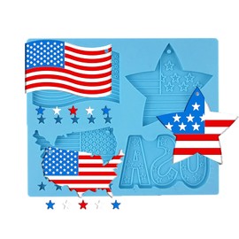Cestony American Flag USA Striped Map Star Keychain Epoxy Resin Silicone Mould DIY Baking Mold for Independence Day Election Day