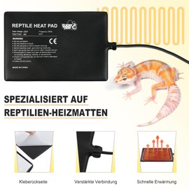 LUCKY HERP Heating Mat Terrarium 8 W, Reptile Terrarium Heating Adjustable for Aquarium Heating Pad, 15 x 20 cm Heating Pad with Temperature Control for Reptiles, Turtles, Snakes, Lizards, Geckos