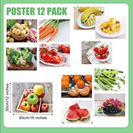 Motiskyy 12 Pcs Diversity Posters Preschool Learning Posters for Daycare Home Classroom or Preschool Use Multicultural Awareness (Fruit and Vegetable Posters Style)