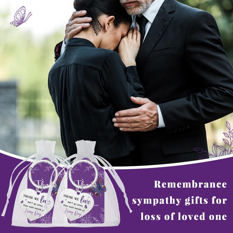 Purple 50 Set Funeral Favors Celebration of Life Butterfly Keychains