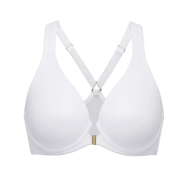 DELIMIRA Women's Front Closure Racerback Bras Plunge Unlined Underwire Full