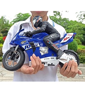 ZAVEIOP Remote Control Motorcycle, High Speed Self Balancing Single Wheel Stunt RC, 1/6 Scale 360 Rotating LED Flashlight Toy, Best Xmas Gift for Boys & Girls, Blue